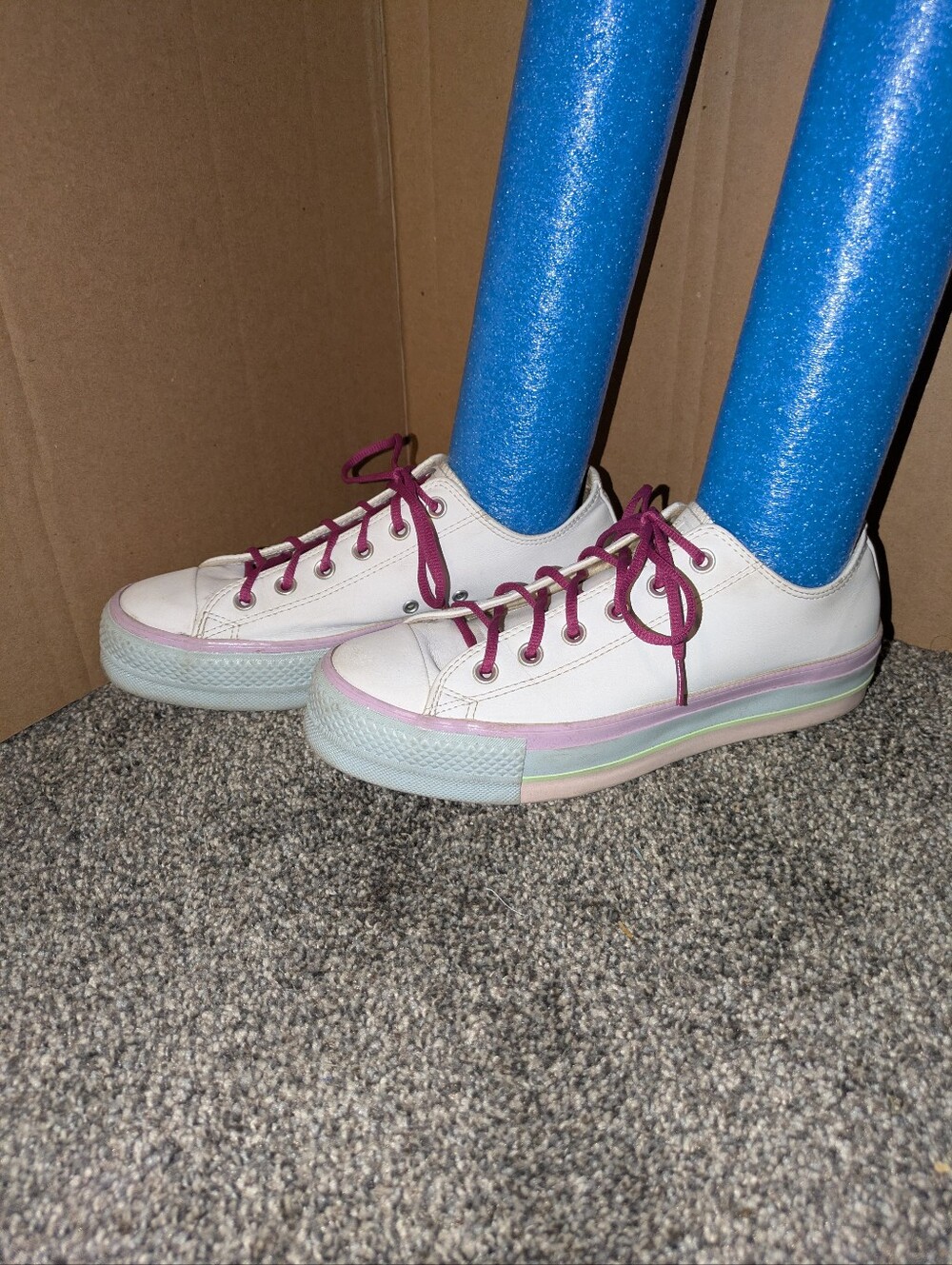 Converse Platform Low Top Sneakers in White with Pastel Accents